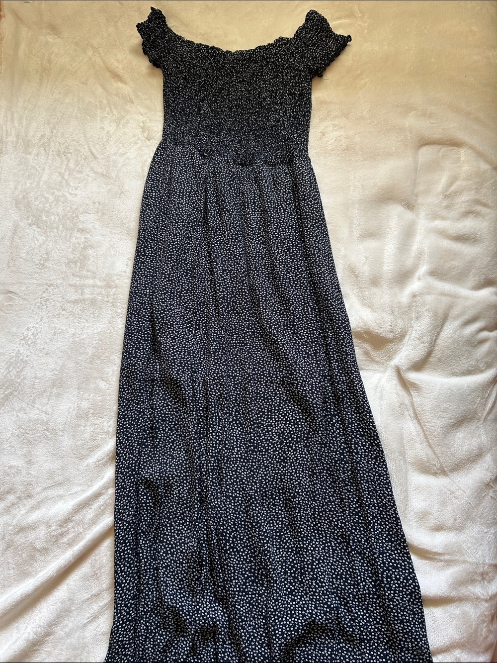 Dynamite Black Maxi Dress with White Dot Print